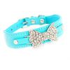 Super Deal Dog Collar Bling Crystal With Leather Bow Necklace Pet Puppy Cat New XT