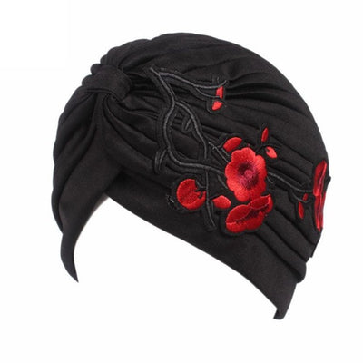 2017 New Arrival Knitted hat Women Embroidery Hats 9 Colors Cancer Chemo Hat Beanie Scarf Turban Head Wrap Cap