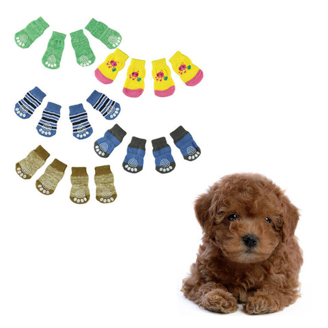 Super Deal 2016 Fashion 4Pcs Cute Puppy Dogs unisex Pet Knits Socks Anti Slip Skid Bottom socks for dogs pet socks meias