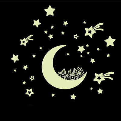 Moon Stars Removable Night Glow in the Dark Luminous Luminous wall sticker