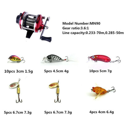 40PC lifelike Fishing Lures 4 different Models Fishing Tackle +1PC Fishing wheel#W21