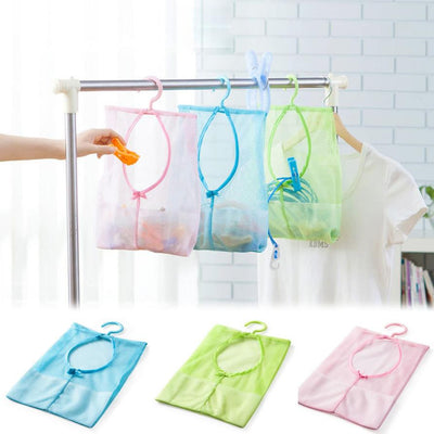 Super Deal 1pc Kitchen Bathroom Clothesline Storage Dry Doll Pillow Shelf Mesh Bag Hook