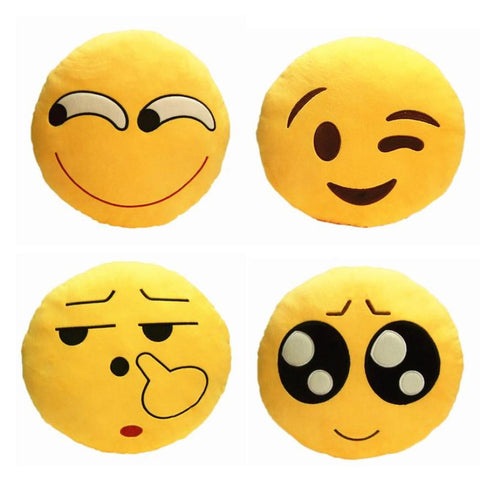 Super Deal 2015 QQ Expression Yellow Round Decorative Pillows Stuffed Plush Toy Stuffed Plush Toy Doll Pillow 17&06