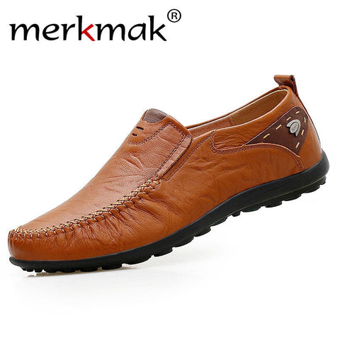 Merkmak Fashion Casual Driving Men Shoes Genuine Leather Loafers Shoes New Men's Loafers Luxury Brand Men Flats Shoes Chaussure
