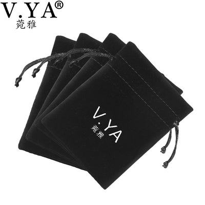 V.YA  Black Pouches Bag for Jewelry Packaging Fabric Pouches fit for Beads Charms Bracelets Necklaces Earrings