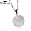GAGAFEEL Religious Jesus Pendant Men Women Skull Necklaces Round Stainless Steel Male Female Chain Christian Jewelry