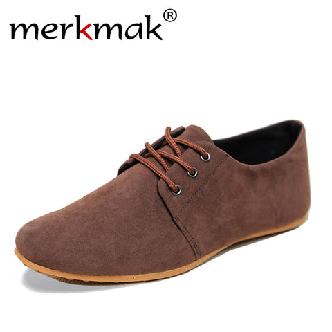 Merkmak 2017 New Men Shoes Casual Suede Leather Flat Shoes Male Mens Canvas Driving Shoes Men's Flats Shoes for Man