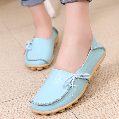 Merkmak Women Real Leather Shoes Moccasins Mother Loafers Soft Leisure Flats Female Driving Casual Footwear Size 35-42 15 Colors