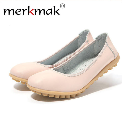 Merkmak Luxury Shoes Women Fashion Genuine Leather Loafer Footwear Slip On Candy Color Flats Female Moccasin Sapatos Drop Ship