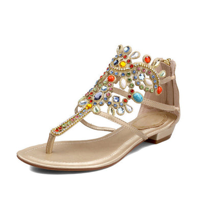 Big Size 35-44 Summer Rhinestone Women Gladiator Sandals Genuine Leather Ladies Party Luxury Shoes Elegant Bling Women Shoes