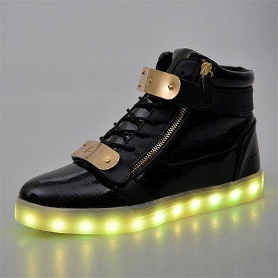 Merkmak 2017 Women Shoes Fashion Unisex Sequined Boots Luminous Lover Flash Ankle Boots USB Charging Light Up LED Shoes Adults