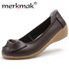 New 2017 Genuine Leather Women Flats Shoes Slip On Woman Fashion Leather Loafers Brand Designer Bow Zapatos Mujer Flat Shoes