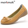 Merkmak 2017 Women's Shoes Fashion Genuine Leather Candy Color Loafer Footwear Shoes Slip On Knot Women Flats Moccasins Sapatos