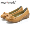 Merkmak 2017 Women's Shoes Fashion Genuine Leather Candy Color Loafer Footwear Shoes Slip On Knot Women Flats Moccasins Sapatos