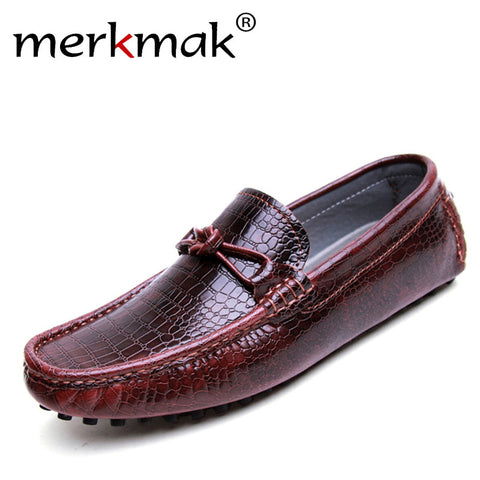 Men loafers fashion casual shoes driving men flats handmade men shoes genuine leather brand moccasins alligator grain flat shoes