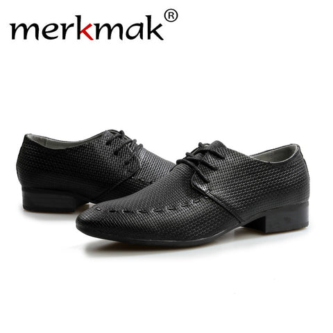 Merkmak Newly Men Shoes 2016 Fashion Korean Style  Formal Business Pointed Designers Men Flats Lace Up Shoes For Wedding Shoes