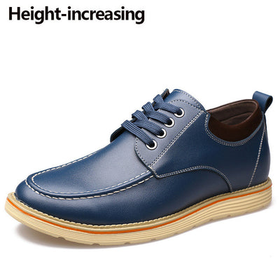 Merkmak New Fashion Genuine Leather Men Shoes Luxury Casual Shoes Mens Invisible Height Increase Shoes Flat Tooling Shoes Male