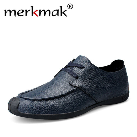 Merkmak Genuine Leather Men Shoes Autumn Male Casual Shoes New 2017 Fashion Leather Shoes Loafers Men's shoes Flats zapatillas