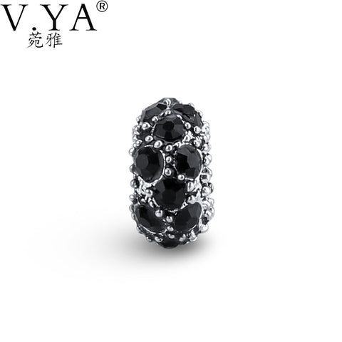 New Fashion DIY Black Cubic Zirconia Round Beads fit for Pandora Accessories CZ Crystal Loose Bead for Chain Women TZ158