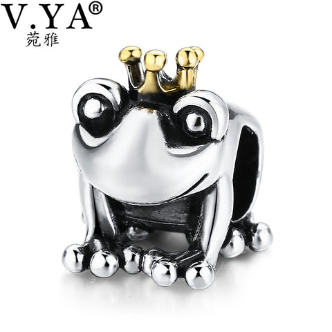 V.YA Frog Animal Charms Beads fit for Pandora Necklace Bracelet DIY Jewelry Accessory Women's Men's Bead for Jewelry Making