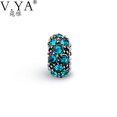 New Fashion DIY Blue Cubic Zirconia Round Loose Beads fit for Pandora Accessories CZ Crystal Bead for Chain TZ164