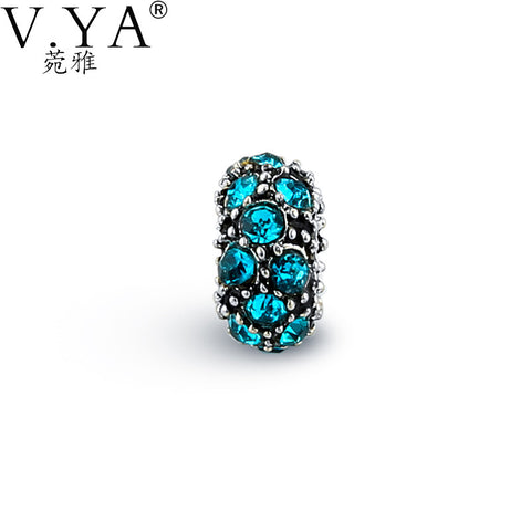 New Fashion DIY Blue Cubic Zirconia Round Loose Beads fit for Pandora Accessories CZ Crystal Bead for Chain TZ164