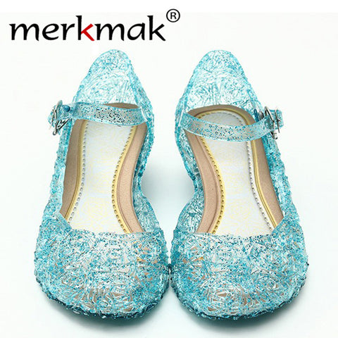 Merkmak Clearance Promotion Women Summer Sandals Shoes For Woman Bing Bling Candy Color Jelly Sandals Girl Princess Cosplay Shoe