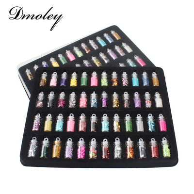 48 Bottles/Lot DIY Nail Art Charms Kit Contain Random Nail Art Pearl Sequin Nail Glitter Powder Acrylic Rhinestone