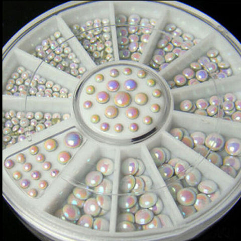 Nail Decoration Rhinestone 3 sizes together Multicolor white rivets Rhinestone Nail Art Decoration 6cm 12 grid Nail Turntable