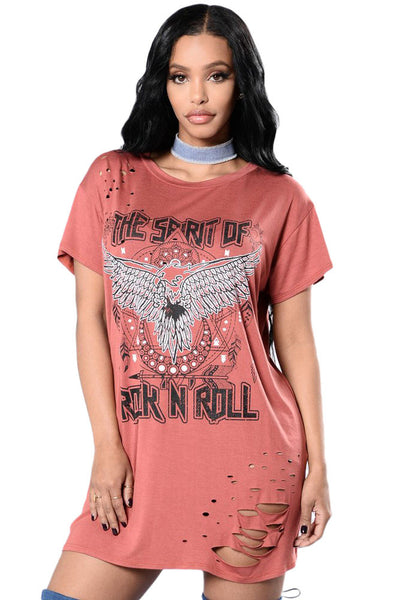 The Spirit Of Rock N Roll Red T-Shirt Dress