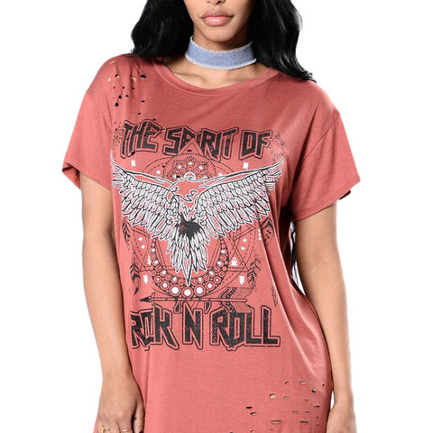 The Spirit Of Rock N Roll Red T-Shirt Dress