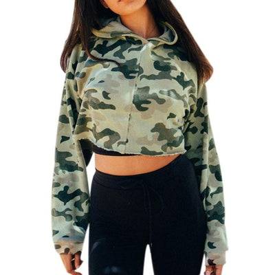 Camouflage Autumn Women blouse Long Sleeve Hooded Casual Sweatshirt Hoodie Pullover High Quality Cotton Short Blusas