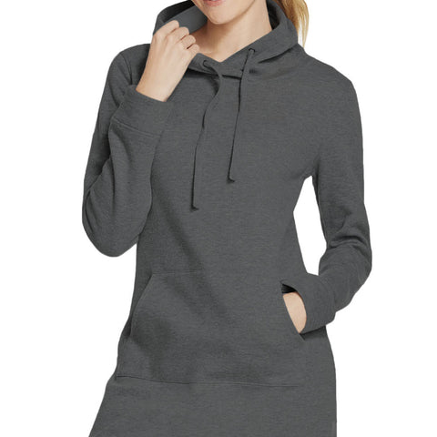 Dark Grey Slim Fit Pocket Front Hoodie Mini Dress