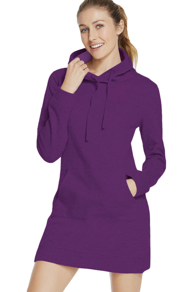 Purple Slim Fit Pocket Front Hoodie Mini Dress