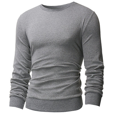 Sweatshirt Men New Casual Fitness Tops Fashion Knitting Hoodies Slim Sweatshirt Mens Pullover Long Sleeve Round Neck Solid