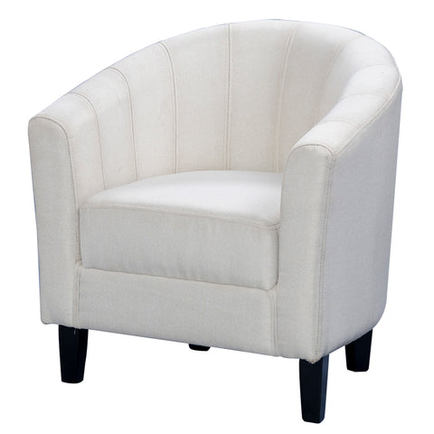 Shellhard Casual Linen Fabric Tub Chair Armchair for Dining Living Room Home Office Lounge Seat Cream