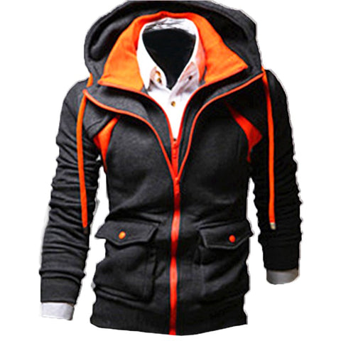 INCERUN Winter Velvet Hoodie Men Zipper Sweat Hooded Coat Brand Mens Tracksuit Sweatshirt Color Splice Thicken Warm Male Hoodies
