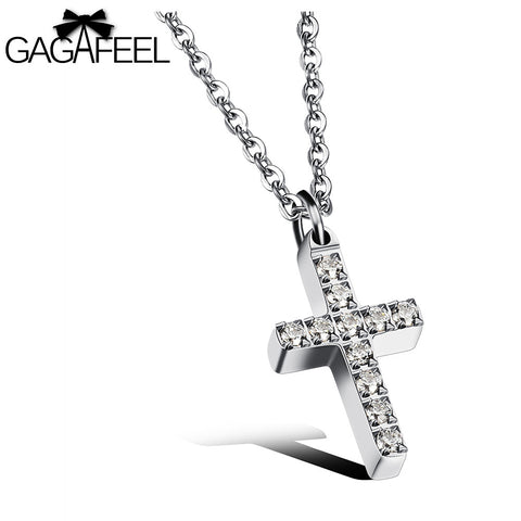 GAGAFEEL Cross Pendant Necklace For Women Men Jewelry Stainless Steel Pendants Necklaces Religious Silver Gold Bless Lucky Gift