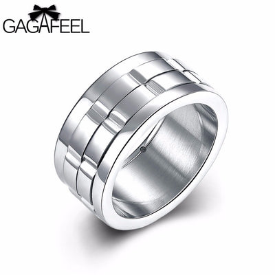 GAGAFEEL Man Ring Silver Stainless Steel Jewelry Unique High Quality 10 mm wide Men Finger Rings Gift For Man