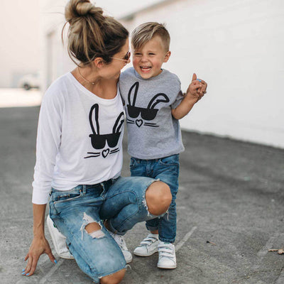 mother and daughter son t-shirt family matching shirt clothes Long Sleeve T-shirt Tops Blouse family Outfit drop shipping