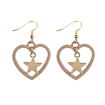 SUSENSTONE Star love earrings earrings Alloy Rhinestone Women Dangle Earring Star Earrings Eardrop Hoops