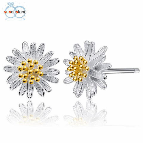 SUSENSTONE 1Pair Women Daisy Flower Earrings Ear Stud Jewelry