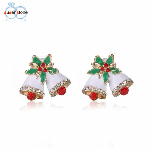 SUSENSTONE Christmas Gifts Fashion Small Bell Earrings