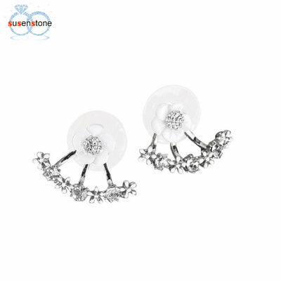 SUSENSTONE 1Pair Fashion Women Crystal Rhinestone Ear Stud Daisy Flower Earrings Jewelry