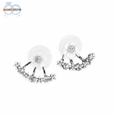 SUSENSTONE 1Pair Fashion Women Crystal Rhinestone Ear Stud Daisy Flower Earrings Jewelry