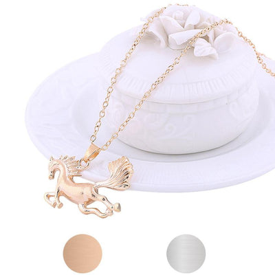 Fashion Plated Chain Necklaces for Women 2016 Plated Silver/Gold Jewelry Running Horse Pendant Necklace colgantes mujer moda