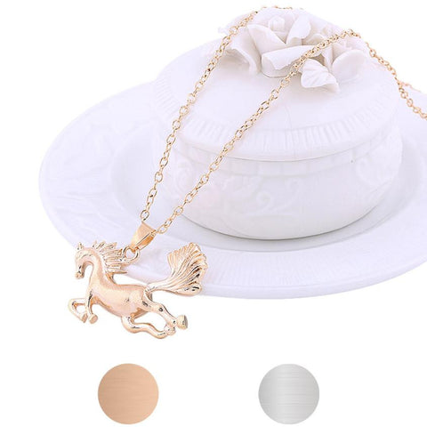 Fashion Plated Chain Necklaces for Women 2016 Plated Silver/Gold Jewelry Running Horse Pendant Necklace colgantes mujer moda