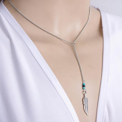 SUSENSTONE 2016 fashion necklaces for women Bohemian Feather Tassel Pendant Chain Statement Necklace colares feminino