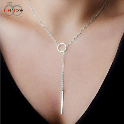 SUSENSTONE Hot Womens Circle Lariat Style Chain Jewelry Necklace