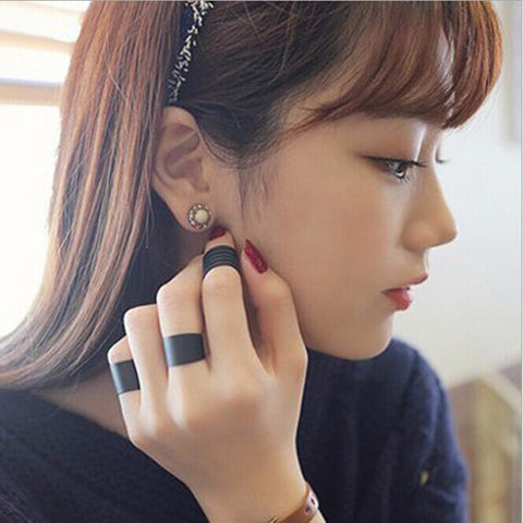 New 2017 Womens Trendy Punk Cool Black Metal 3Pcs Simple Knuckle Rings Set Black simple open three piece sleeve ring